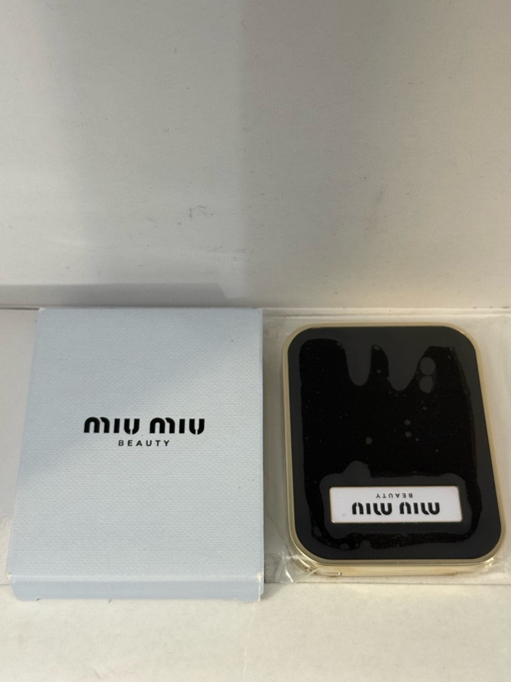 Miu Miu Black and Gold Compact Mirror Case